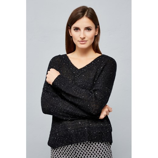 SWETER ZDOBIONY CEKINAMI Z-SW-2144 czarny Moodo S Moodo.pl