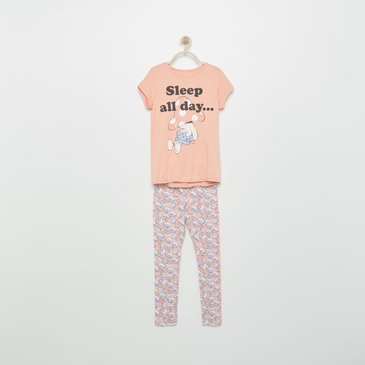 Reserved - Dwuczęściowa piżama smurfs - Pomarańczo bezowy Reserved 158 