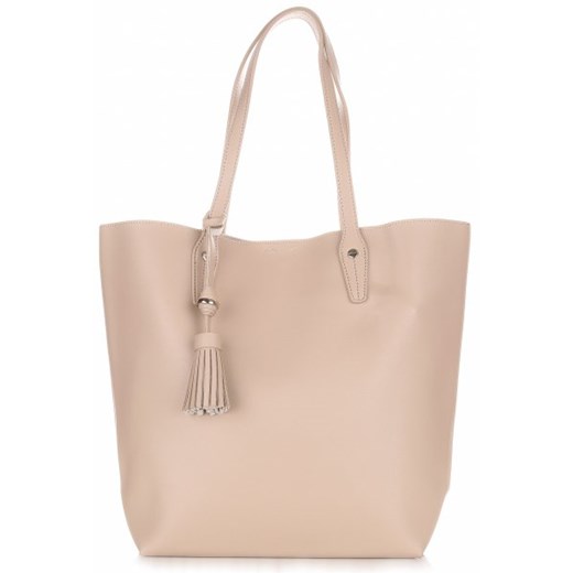 Duża Torba Damska David Jones Typu Shopper Bag XXL z Kosmetyczką Ziemista bialy David Jones PaniTorbalska