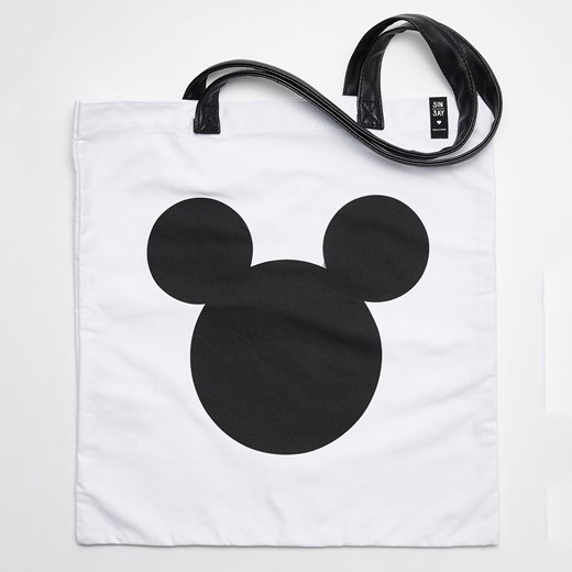 Sinsay - Płócienna torba mickey mouse - Biały czarny Sinsay One Size