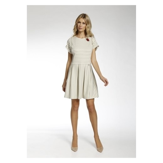 Cocho Sukienka KORDOBA – beżowo białe pasy zielony Cocho 34/36 fashionality.pl