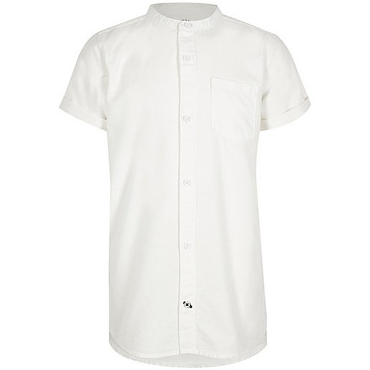 White grandad colllar short sleeve shirt   River Island  