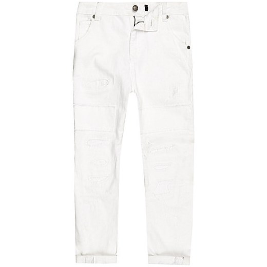 Boys white Tony ripped slouch fit jeans   River Island  