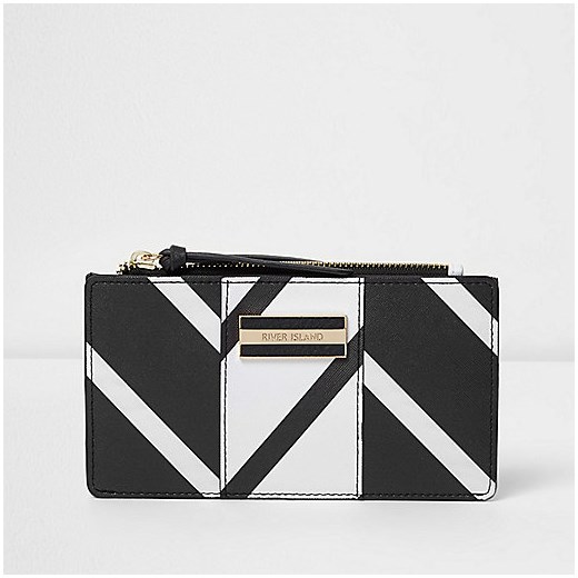 Black and white stripe slim fold out purse 