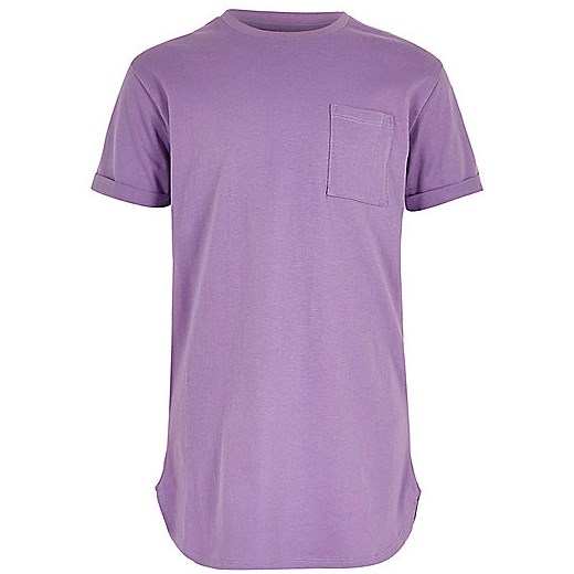 Boys purple curved hem T-shirt 