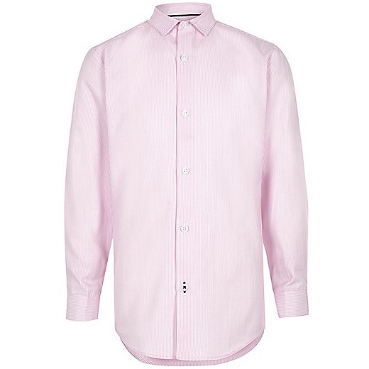 Boys pink stripe print smart shirt  River Island   
