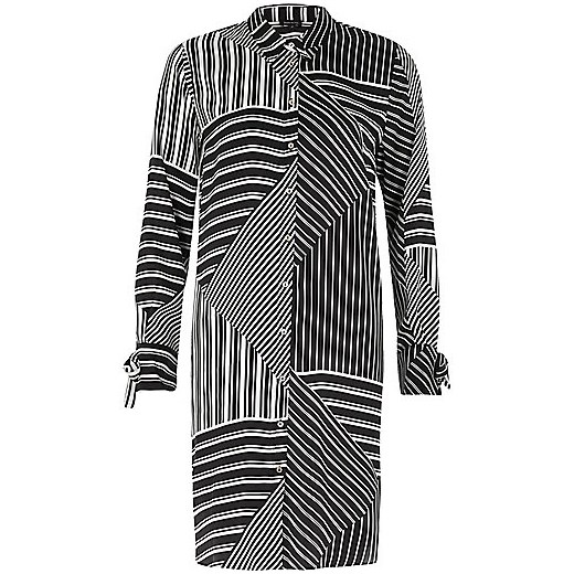 Black stripe block print shirt dress   River Island  