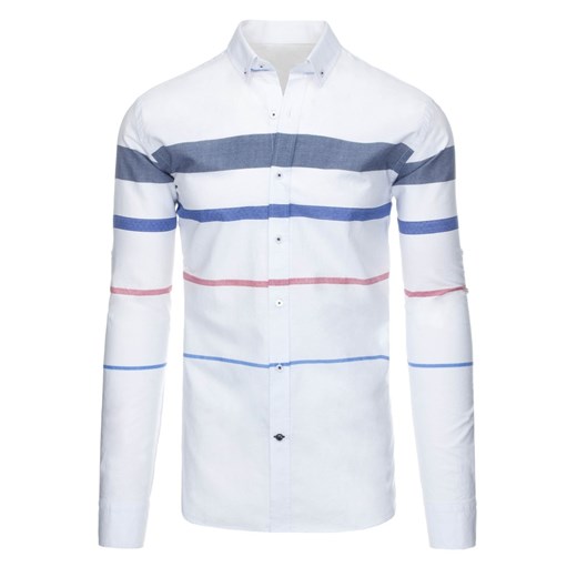 Biała koszula męska w paski (dx1287) Dstreet  XL 