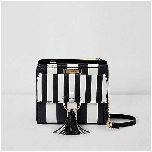 Black and white stripe slim fold out purse 