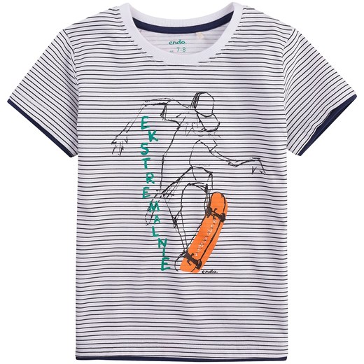 T-shirt z kontrastowym wykończeniem dla chłopca 9-13 lat szary Endo 152 endo.pl