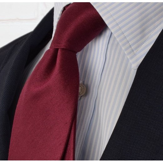 Krawat jedwabno  - lniany jednolity bordowy