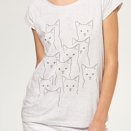 Reserved - Koszulka dla miłośniczki kotów - Szary szary Reserved M 