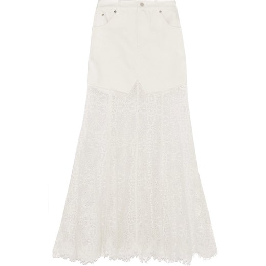 Denim and lace skirt bezowy   NET-A-PORTER