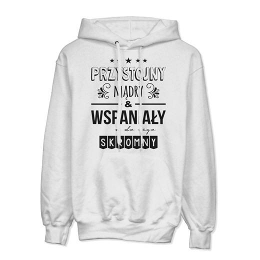 Bluza z kapturem na dzień chłopaka Przystojny mądry & wspaniały a do tego skromny szary Fruit Of The Loom dirtyshop.pl