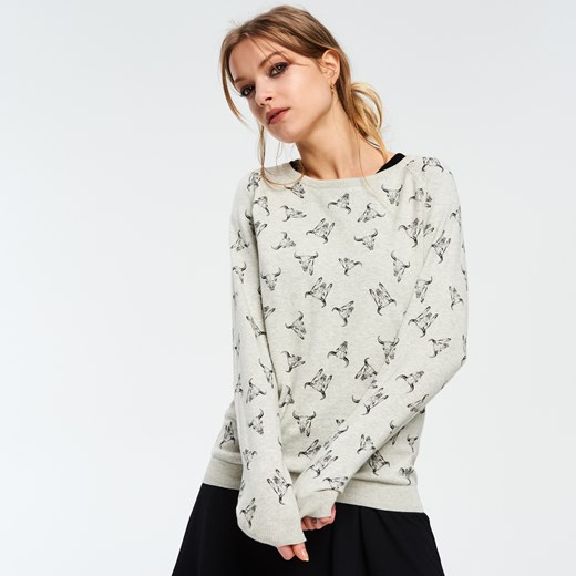 Cropp - Sweter z printem boho - Szary
