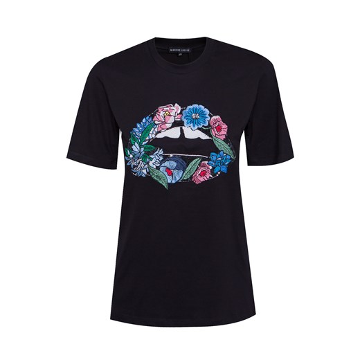T-shirt MARKUS LUPFER EMBROIDERED FLOWER LIP czarny Markus Lupfer  S'portofino