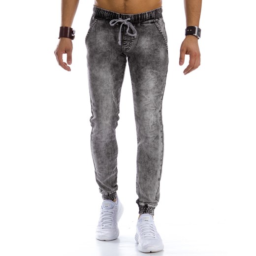 Spodnie jeansowe joggery męskie szare (ux0870) Dstreet   