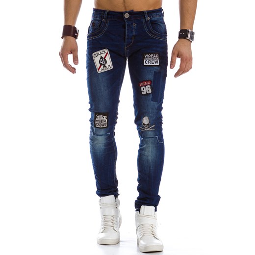 Spodnie jeansowe męskie granatowe (ux0864) Dstreet czarny  