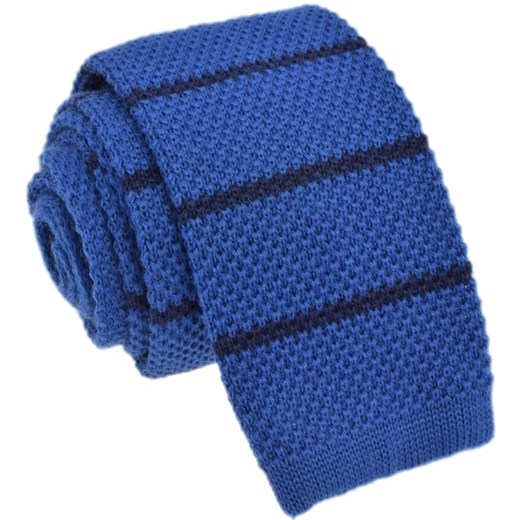 Krawat knit niebieski w cienkie pasy Republic Of Ties niebieski  