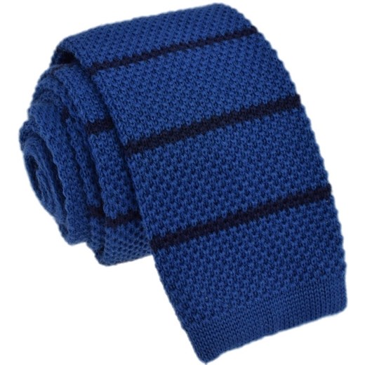 Krawat knit niebieski w cienkie pasy granatowy Republic Of Ties  