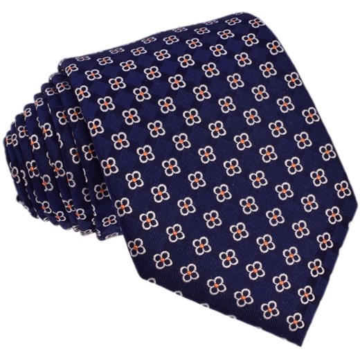 Krawat jedwabny w kwiaty (granat) granatowy Republic Of Ties  