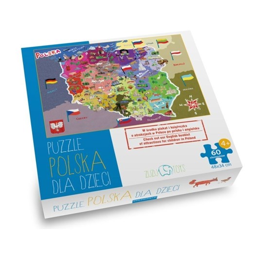 Puzzle POLSKA DLA DZIECI 4+ Zuzu Toys niebieski  Mumciuch.pl