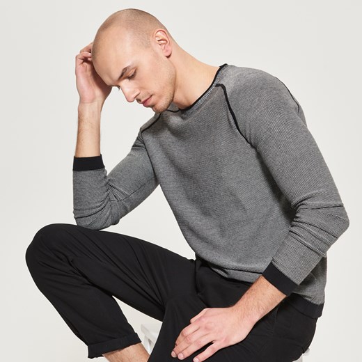 Reserved - Sweter z kontrastową lamówką - Szary Reserved  XL 