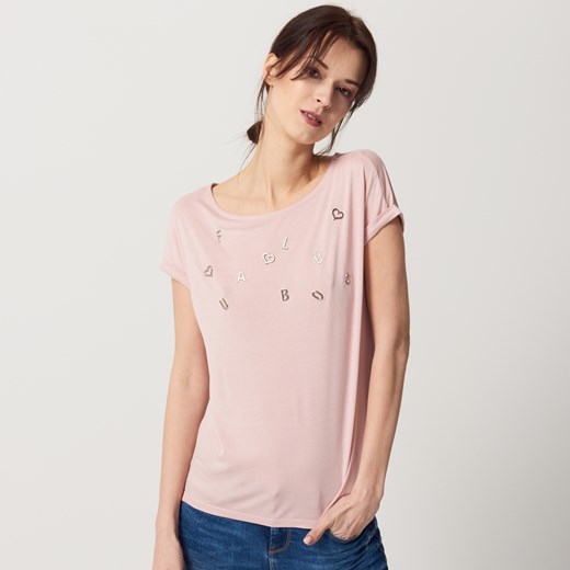Mohito - Lekka koszulka z aplikacją - Różowy  Mohito XL 