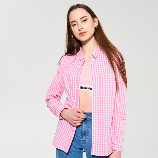 Sinsay - Długa koszula z bawełny - Różowy Sinsay rozowy XL 