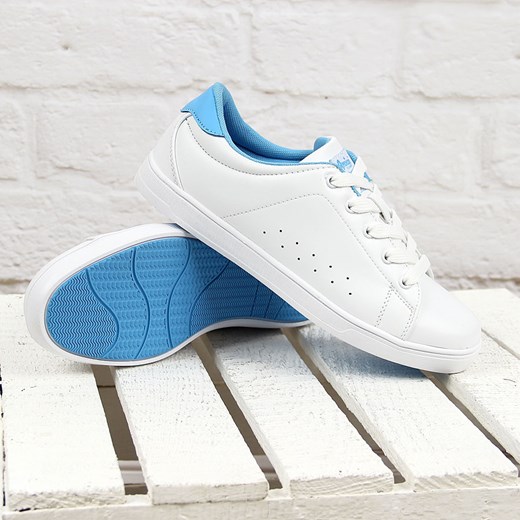 Biało niebieskie trampki sneakersy niskie American Club American Club 36 okazja ButyRaj.pl