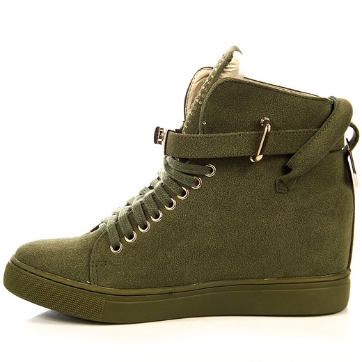 Oliwkowe sneakersy damskie z kłódką cyrkonie Lu Boo Lu Boo 35 okazyjna cena ButyRaj.pl