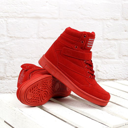 Czerwone sneakersy damskie na koturnie Lu Boo Lu Boo  36 ButyRaj.pl wyprzedaż 