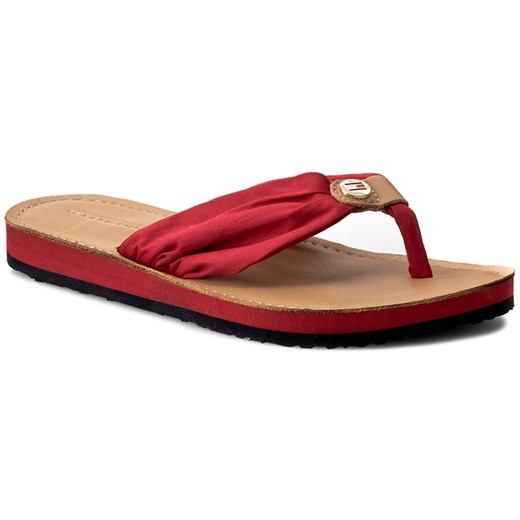 Japonki TOMMY HILFIGER - Leather Footbed Beach Sandal FW0FW00475  Tango Red 611