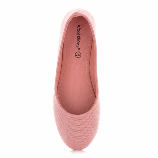 Balerinki Damskie Różowe Ideal Shoes rozowy 38 PaniTorbalska