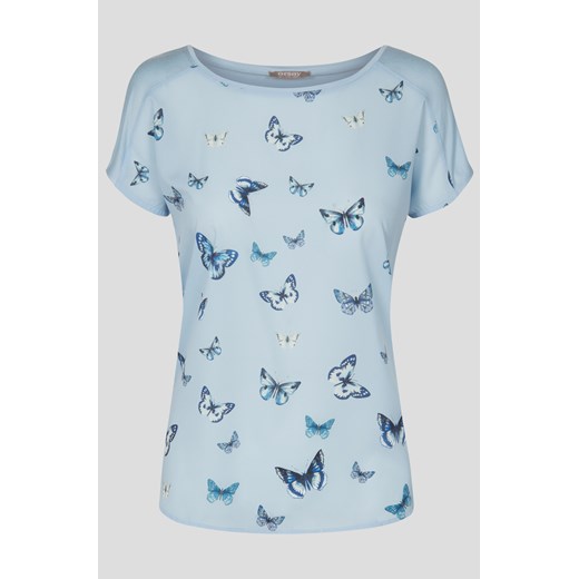T-shirt bimaterial w motyle zielony Orsay XS orsay.com