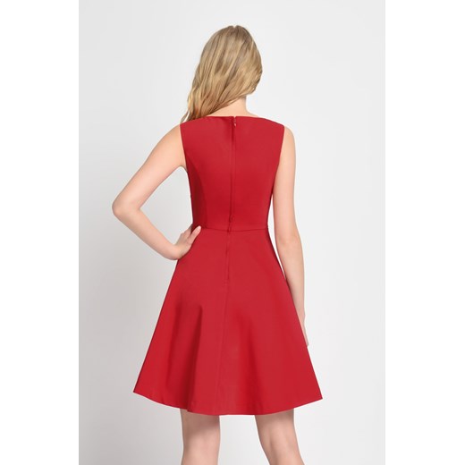 Rozkloszowana sukienka z koronkową aplikacją czerwony Orsay 40 orsay.com
