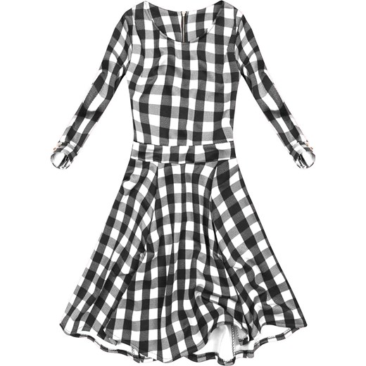 SUKIENKA W KRATĘ BIAŁO-CZARNĄ (9467) bialy New Collection XXL (44) goodlookin.pl