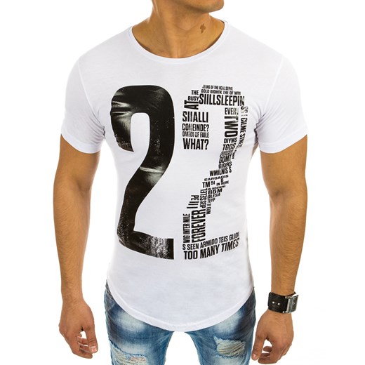 T-shirt męski z nadrukiem biały (rx2070) Dstreet XL
