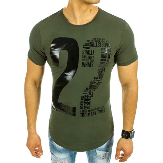 T-shirt męski z nadrukiem zielony (rx2072)  Dstreet L 