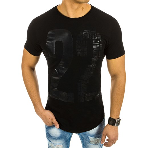 T-shirt męski z nadrukiem czarny (rx2069) Dstreet  S 
