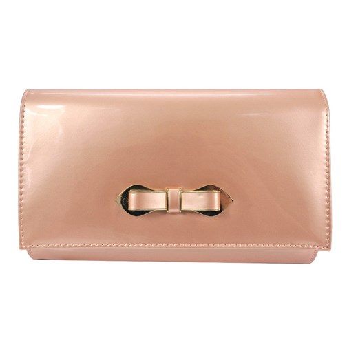 Średnia torebka kopertówka z kokardką (pudrowy róż perła) bezowy   eStilex