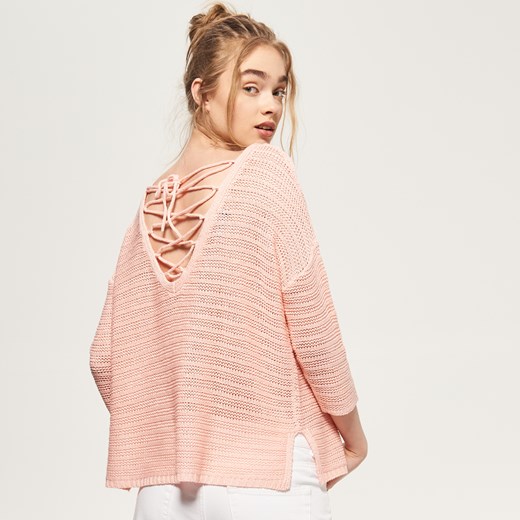 Reserved - Sweter z wiązaniem z tyłu - Różowy Reserved  M 