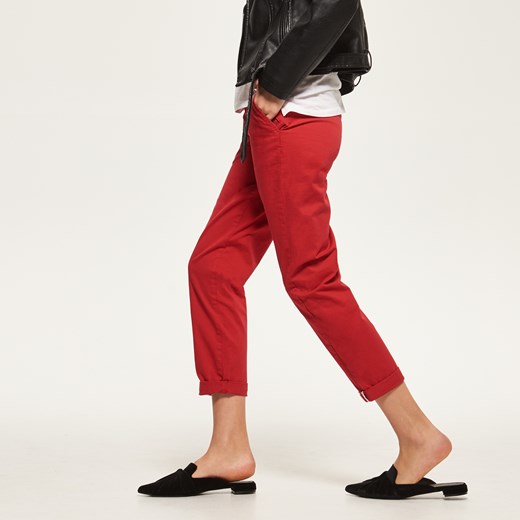 Reserved - Spodnie z paskiem - Czerwony