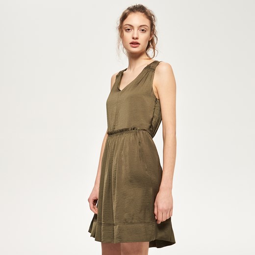 Reserved - Rozkloszowana sukienka - Zielony brazowy Reserved 40 
