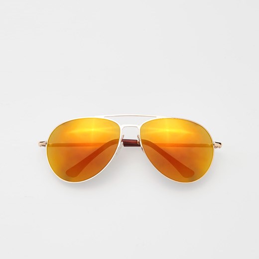 Reserved - Okulary z lustrzanymi szkłami - Złoty
