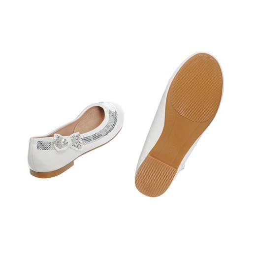 Białe baleriny dziewczęce cekiny 31-36 Family Shoes brazowy 33