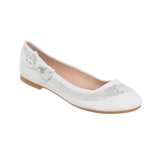 Białe baleriny dziewczęce cekiny 31-36 bezowy Family Shoes 31 