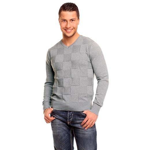 Klasyczny sweter męski 98-86 szary majesso-pl szary elegancki