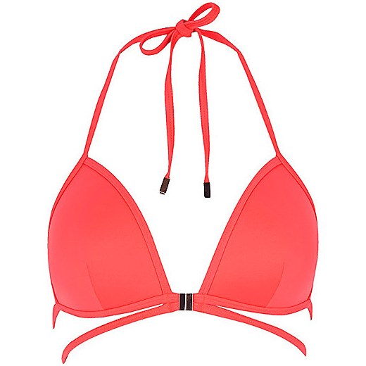 Pink strappy triangle bikini top 