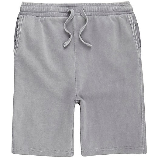 Boys grey washed jersey shorts  szary River Island  